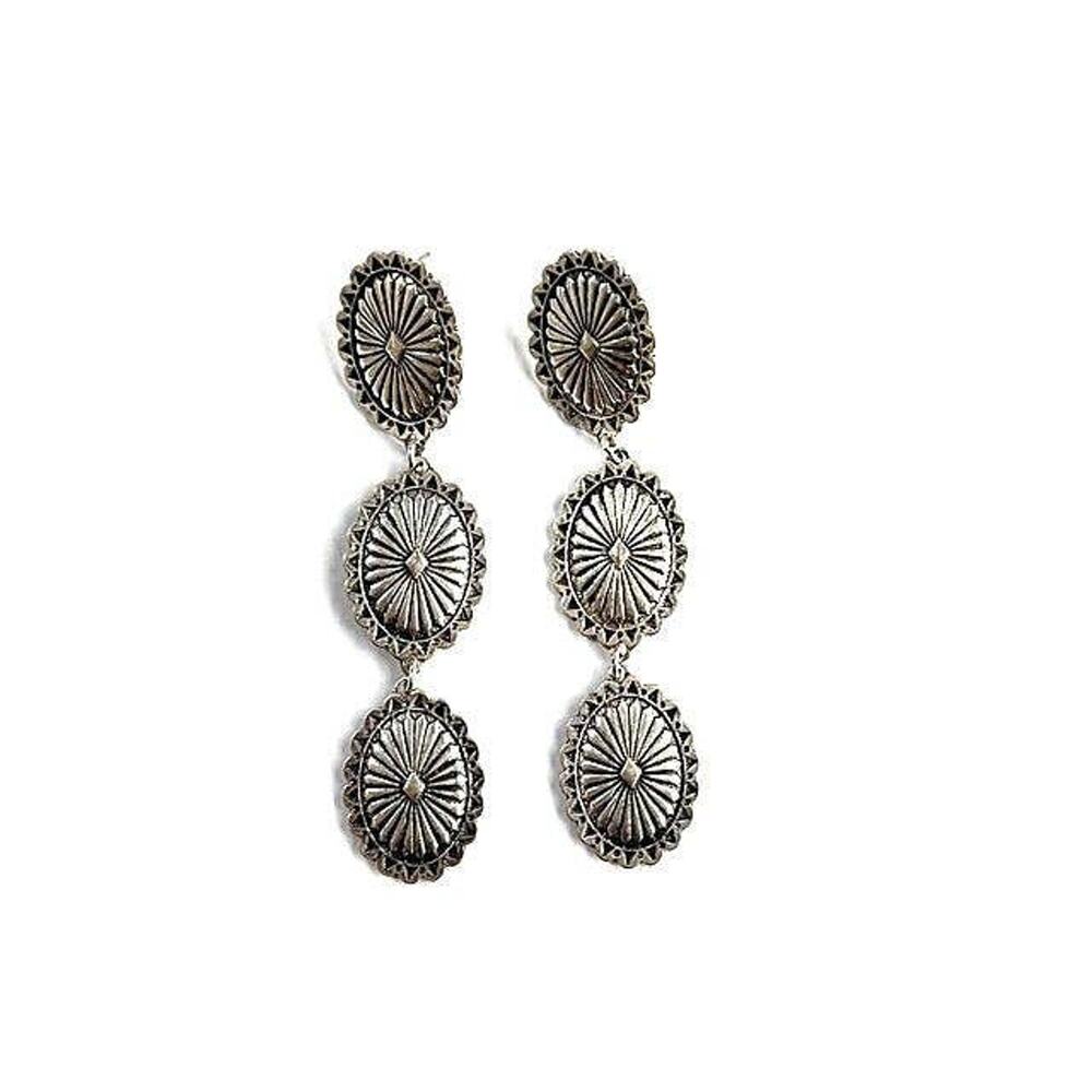 Western Small Concho 3 Dangle Earring